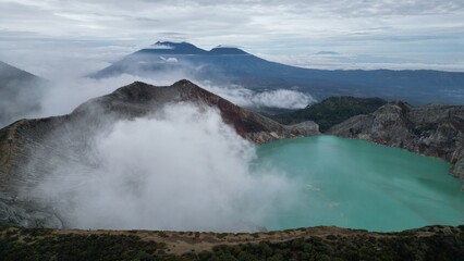 The world's largest acid lake in Indonesia.