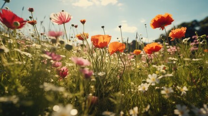 Obraz premium Flower field, AI generated Image