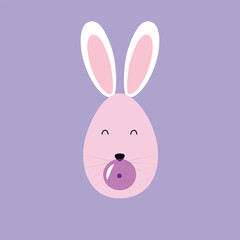 Obraz premium Cute rabbit vector blowing bubble gum