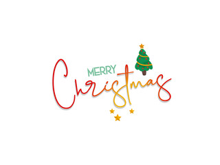 Merry Christmas handwritten vector lettering on white background