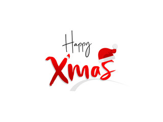 Merry Christmas handwritten vector lettering on white background