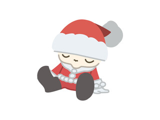クリスマスのかわいい眠っている子供のサンタ