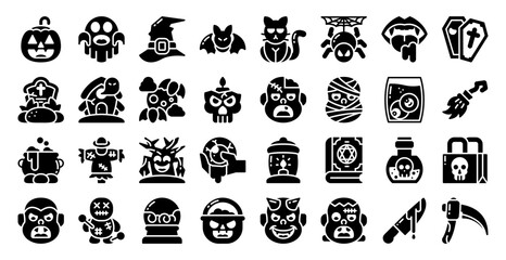 Halloween glyph icon set