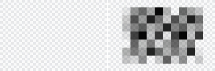 Censor pixel mosaic bar, simple gray blur censure frame on transparent background