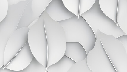 white leaves seamless pattern background - obrazy, fototapety, plakaty