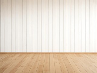 Naklejka premium Empty wooden wall with white floor, Beautiful blank wooden room for copy space