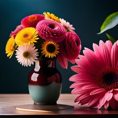 pink gerber in vase , flowers in a vase