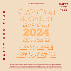 2024 happy new year. Template with colorful letter logo for calendar, poster, flyer, banner.