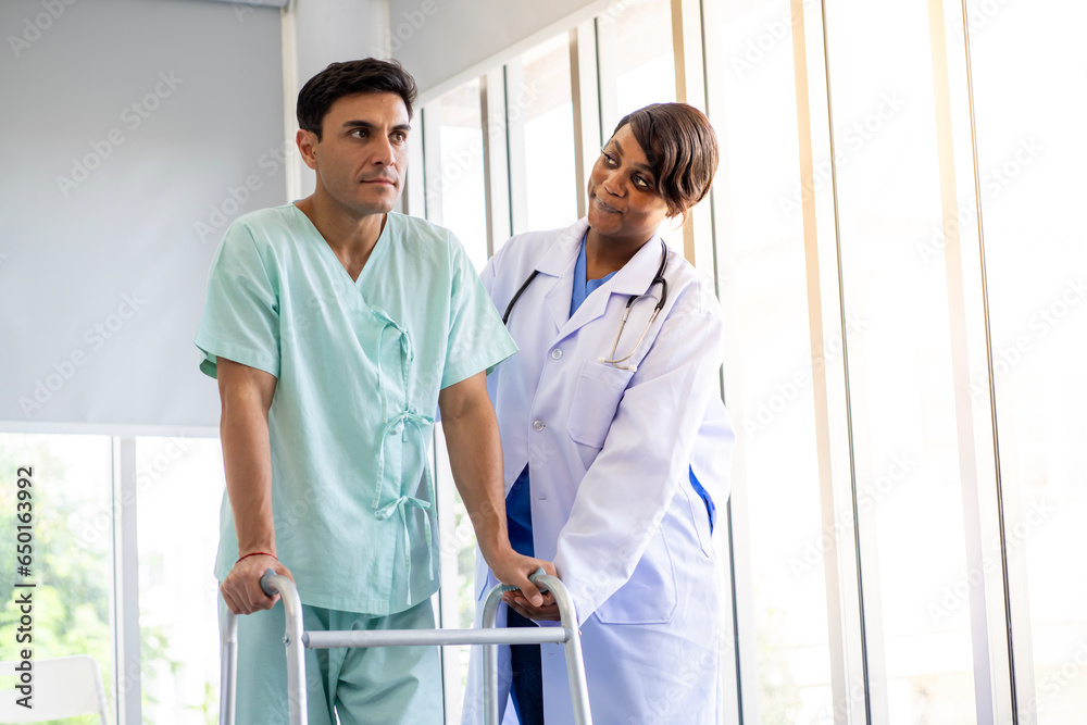 Wall mural female doctor and male patient