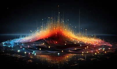 Fototapeten Visualization of a radio signal on a dark background. © Andreas