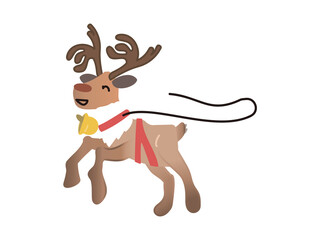 クリスマスのかわいい走っているトナカイ