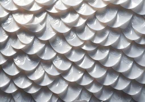 white dragon scale texture background image. Close-up 3D fantasy image of white dragon scales pattern with blank space for use in graphics.