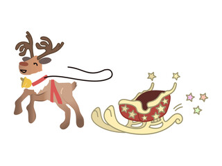 クリスマスのかわいいトナカイとソリ