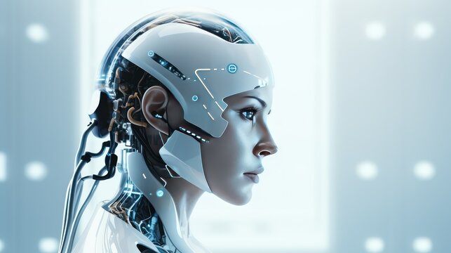 close up of a head of a robbot