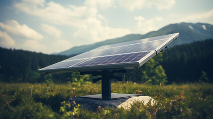 solar panel standing up from ground.