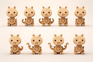 Obraz premium コルク調の辰のアイコンセット（3Dピクト）
