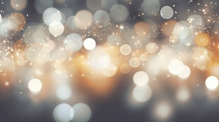Decorative abstract silver and golden glitters with blurred bokeh effect background. Christmas and...