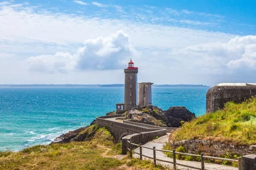 Fotobehang Atlantische weg panoramic view of the famous le petit minou lighthouse located in a scenic area of brittany