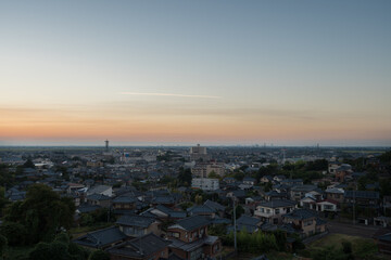 夕暮れと町並み