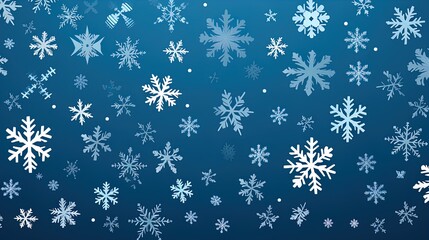 Naklejka na ściany i meble Happy winter pattern of snowflakes. Flat line snowing icons, cute snow flakes wallpaper