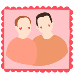 A stamp of LGBTQ+ couple, PNG File.