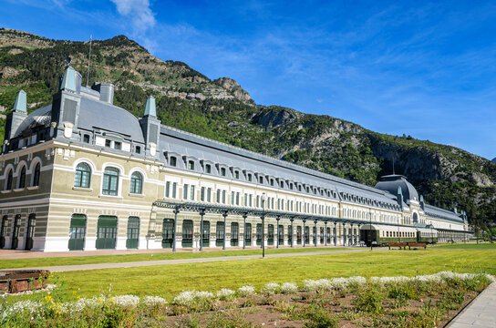 Canfranc international station, located in Canfranc, Spain, is a historic railway station.