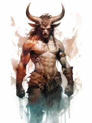 Minotaur With Large Horns 