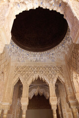 Granada (Spain). Architectural detail of the Patio de los Leones inside the Nasrid Palaces of the...