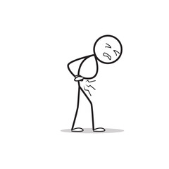 stickman is experiencing stomach ache due to ulcers or pain in the stomach area