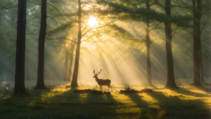 Image of A deer stag in forest printed on Printed Glass Basin Splashbacks
