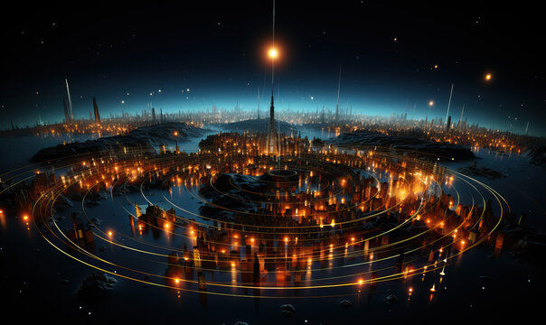 Visualization of a radio signal on a dark background.