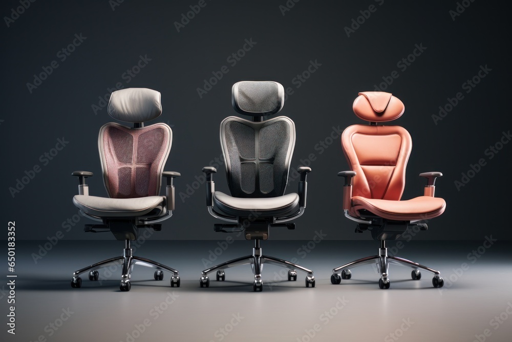 Poster a group of office chairs sitting next to each other. perfect for showcasing a modern office space or