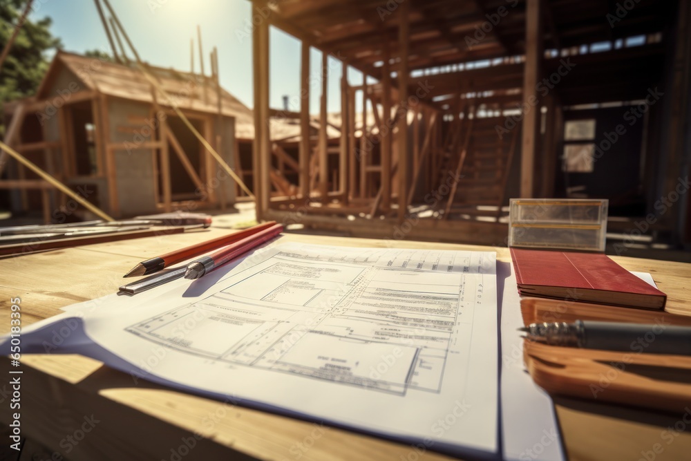 Poster a wooden table with a pen and paper placed on top. this image can be used for various purposes such 