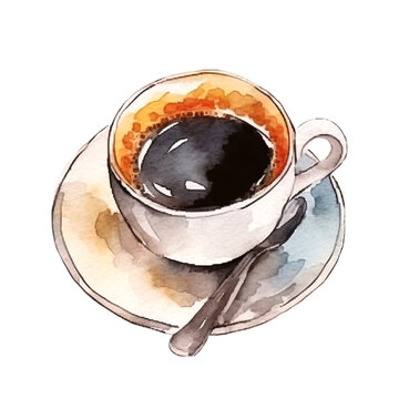A cup of coffee. Watercolor drawing of drink