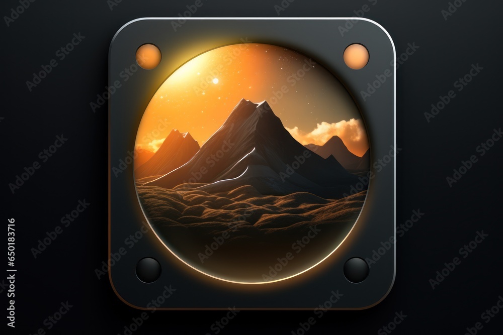 Poster a breathtaking view of a mountain with a stunning sunset in the background. perfect for nature enthu