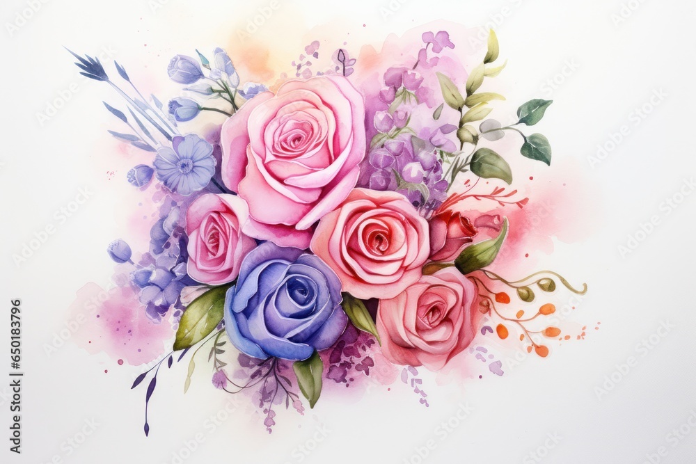 Poster a beautiful watercolor painting of a bouquet of roses. perfect for adding a touch of elegance and ro
