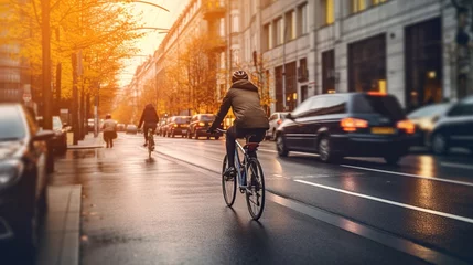 Gordijnen someone cycling in the city © vie_art