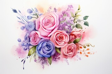 A beautiful watercolor painting of a bouquet of roses. Perfect for adding a touch of elegance and romance to any project or design.
