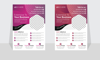 Corporate modern business flyer template design set, minimal business flyer templete or eye catching flyer design, flyer in A4 with colorful business proposal, modern with red and purple flyer