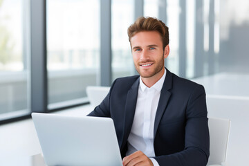 Fototapeta premium Happy Entrepreneur in a Modern Office
