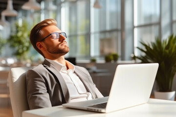 Tranquil Business Professional in Sunlit Workspace