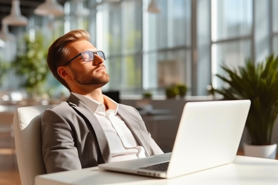 Tranquil Business Professional in Sunlit Workspace