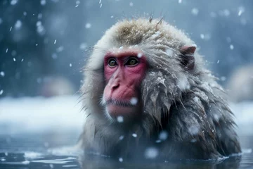 Zelfklevend Fotobehang Snow Monkey in a natural hot spring  © NuNuHouse