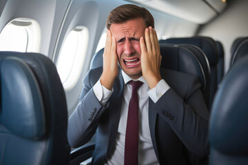 Fearful Executive on Airplane