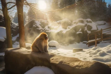 Foto op Plexiglas Snow Monkey in a natural hot spring  © NuNuHouse