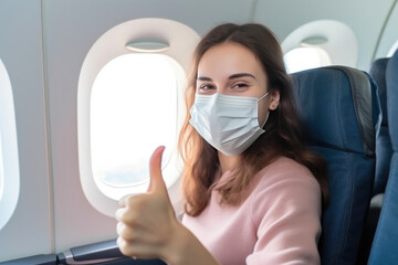 Joyful Passenger Expressing Approval on an Airplane