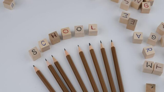 school wooden words