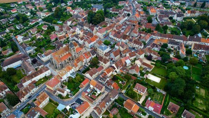 Fototapeta na wymiar Aerial view around the old town of the city Rozay-en-Brie in France
