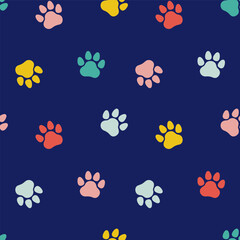 Children paw print pattern. Seamless pattern with animal footprints. Vector