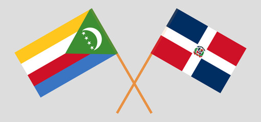 Crossed flags of the Comoros and Dominican Republic. Official colors. Correct proportion